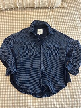 Aerie Mixed Media Waffle Button Front Shirt